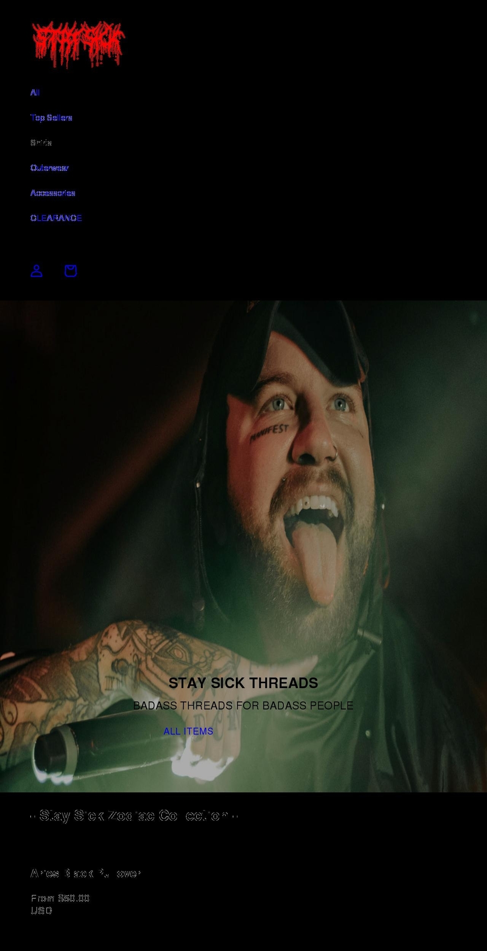 staysickthreads.com shopify website screenshot