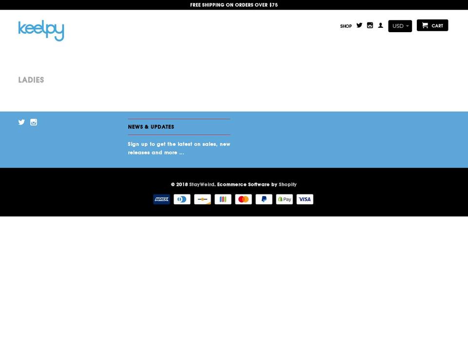 KEELPY TEST Shopify theme site example stayweirdsuperweird.com