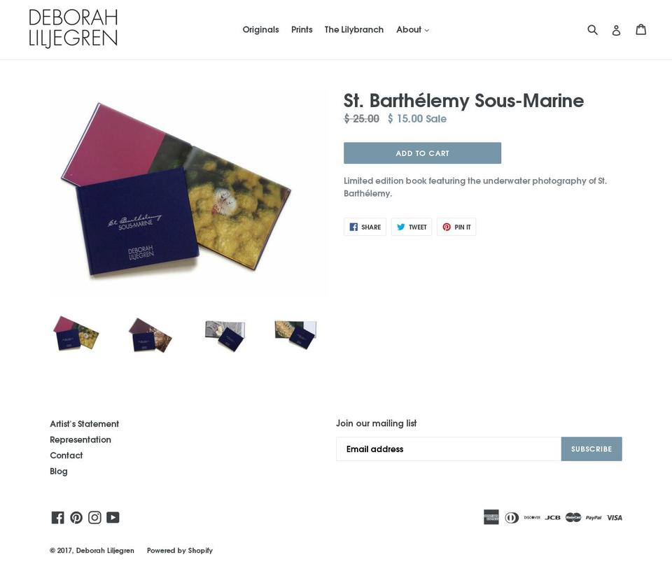 stbartsdiving.com shopify website screenshot