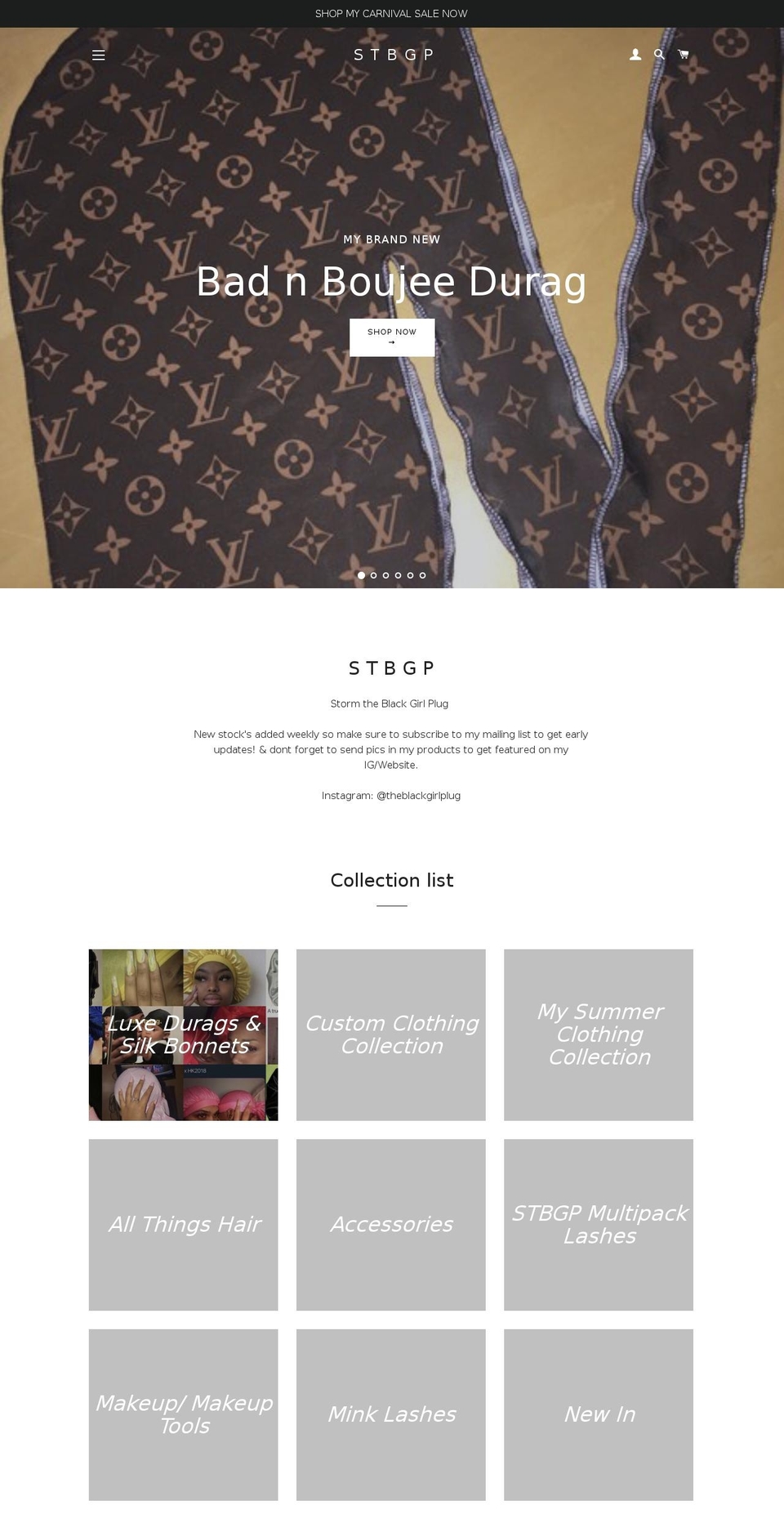 stbgp.com — Shopify storefront screenshot