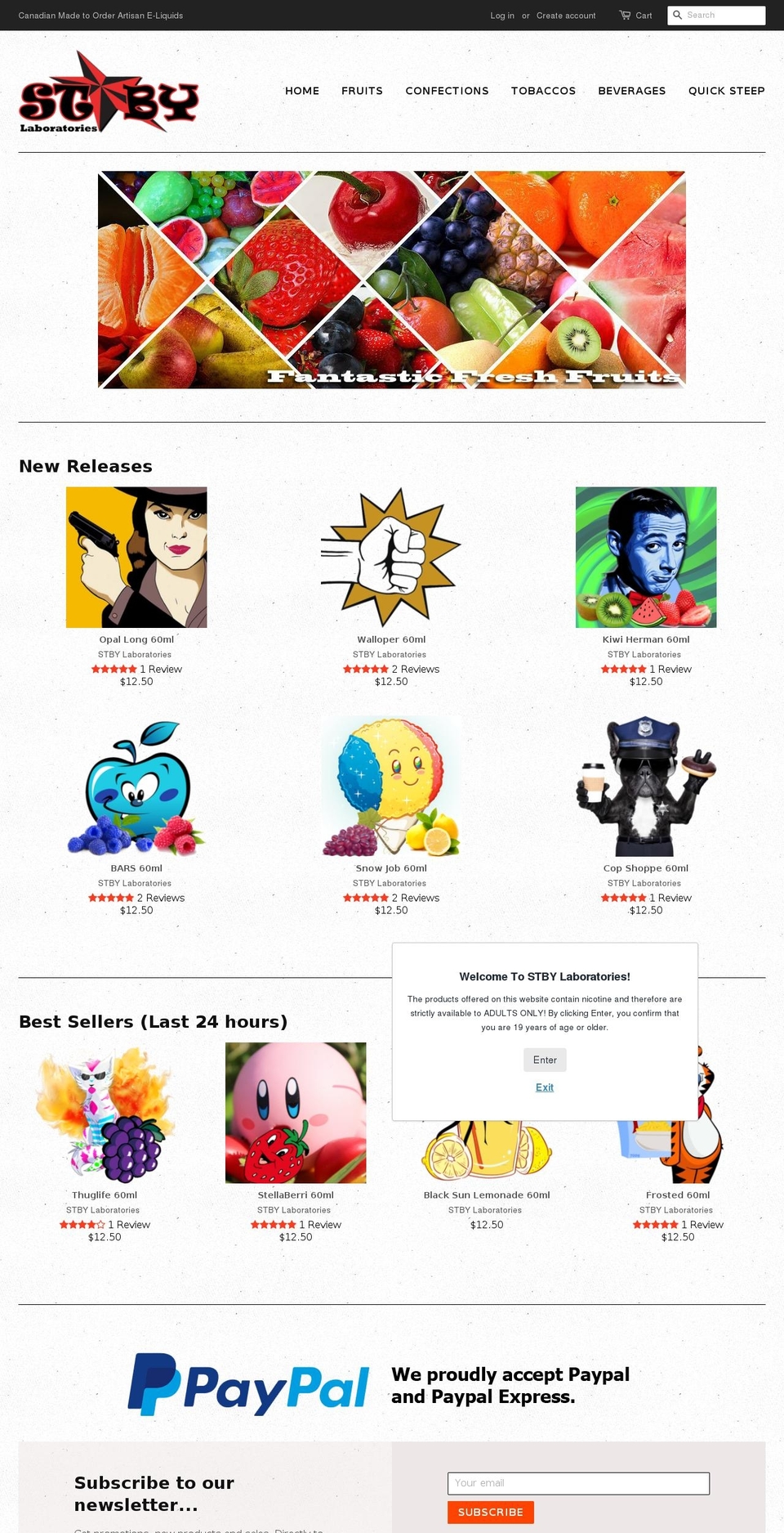 stbylabs.com shopify website screenshot