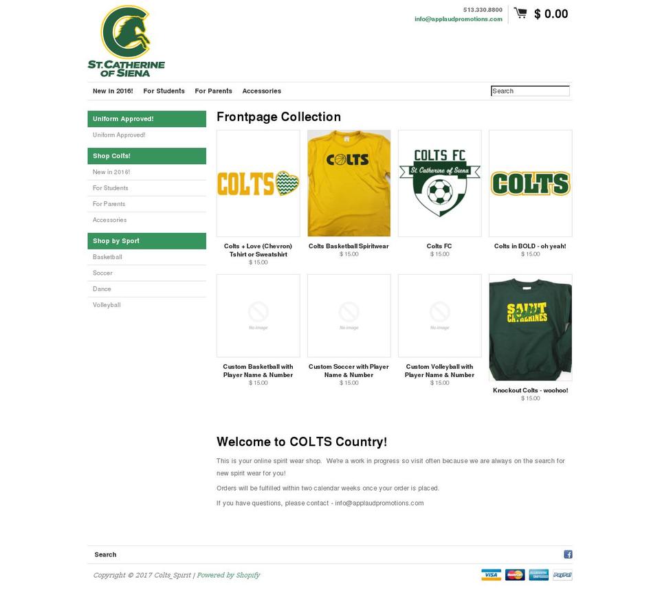 stccoltsspirit.com shopify website screenshot