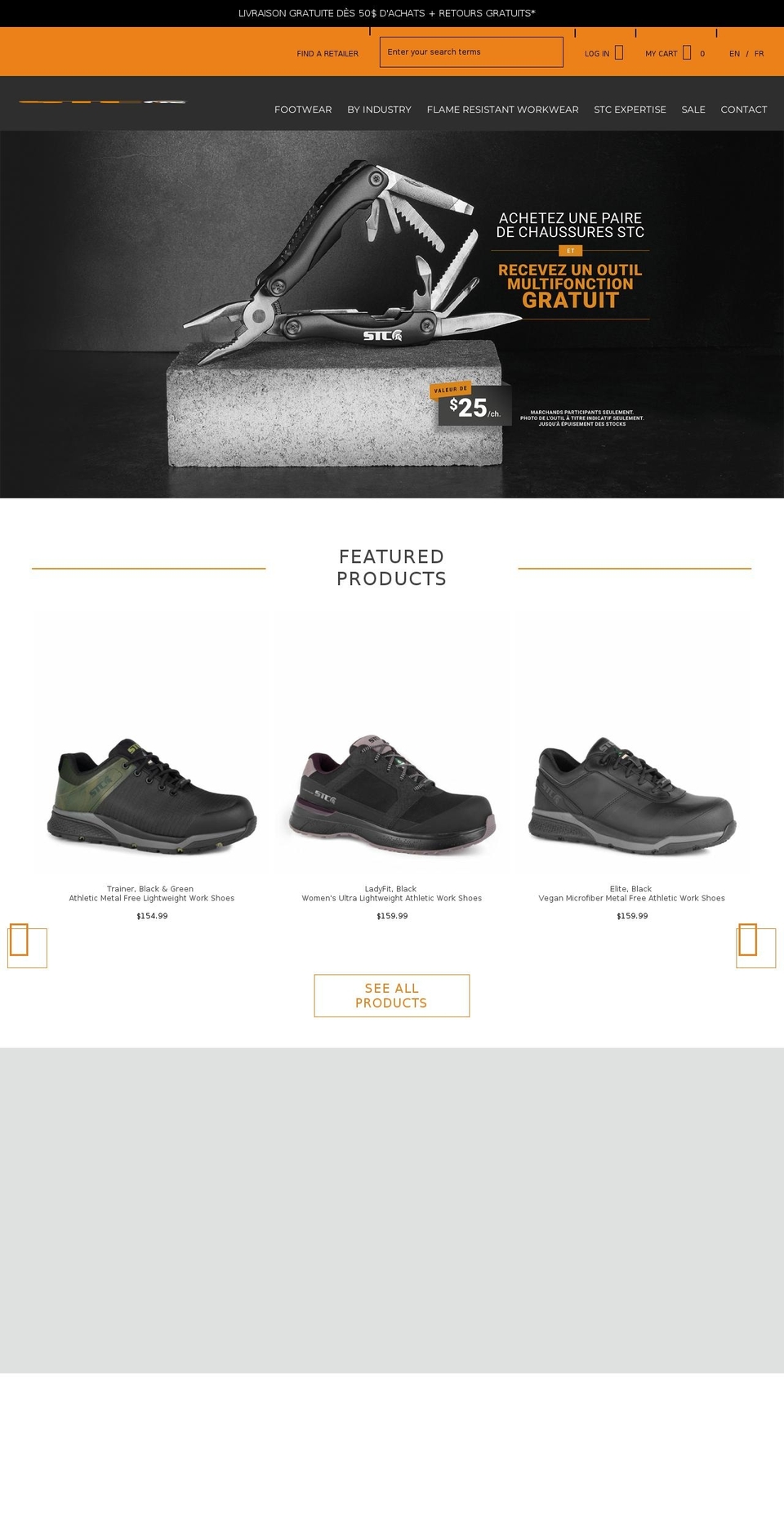 stcfootwear.ca shopify website screenshot