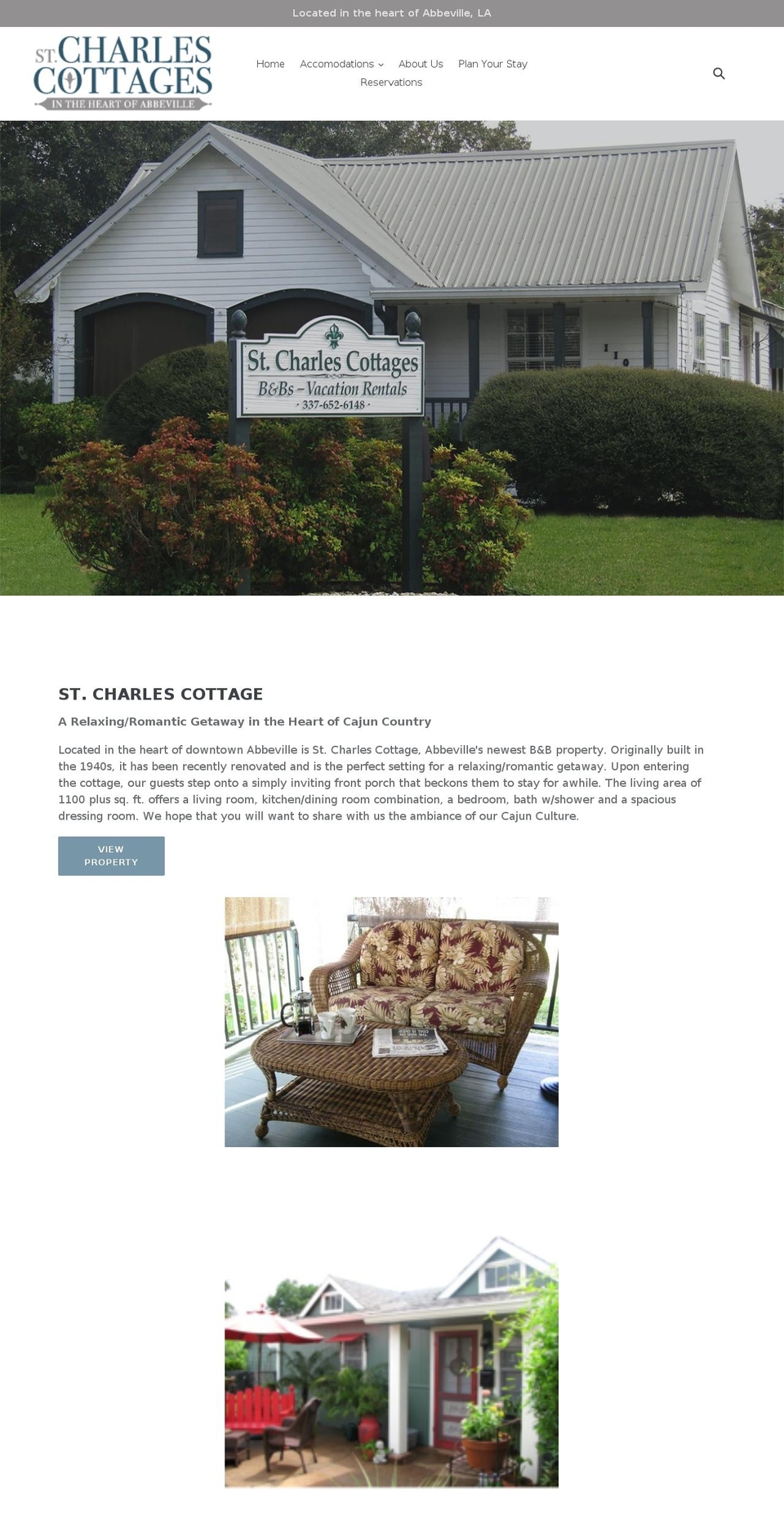 stcharlescottages.com shopify website screenshot
