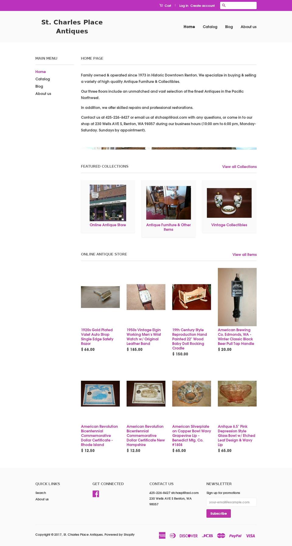 stcharlesplaceantiques.com shopify website screenshot