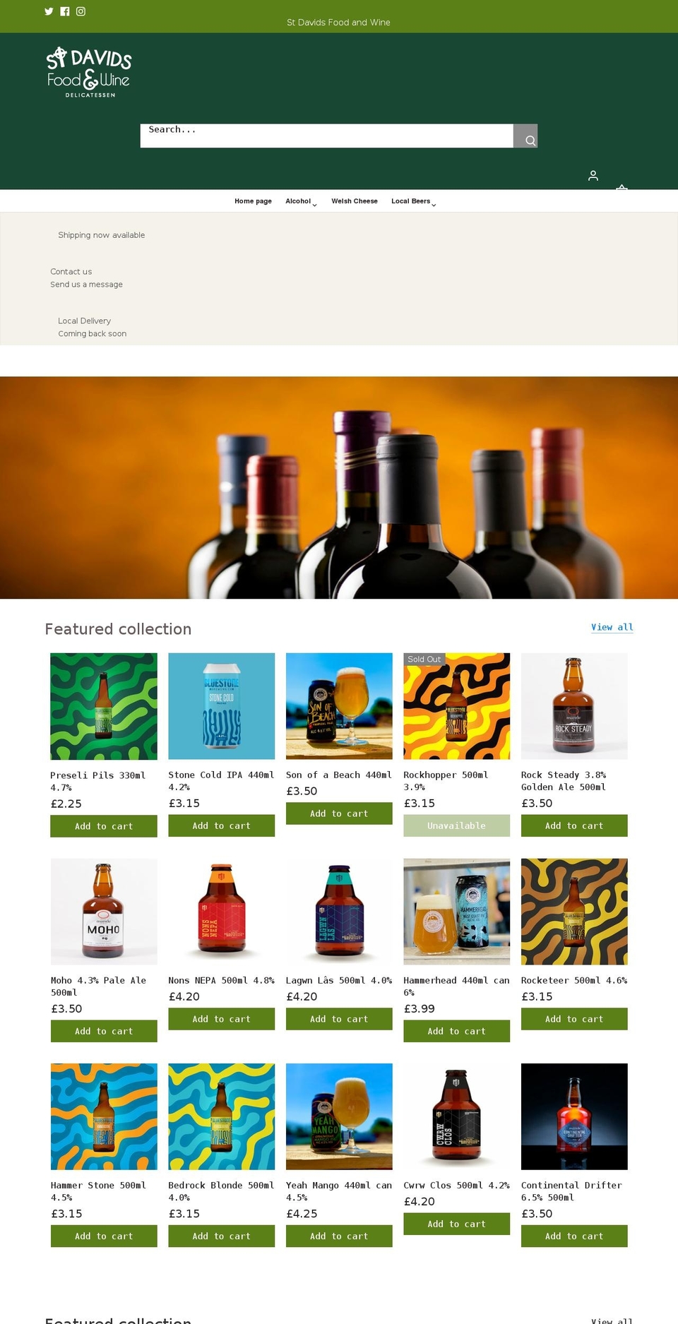 stdavidsdeli.co.uk shopify website screenshot
