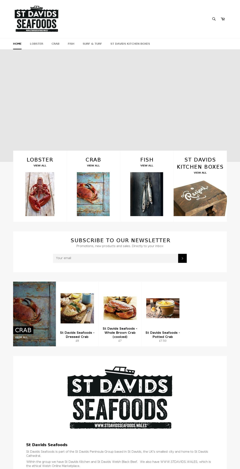 stdavidsseafoods.wales shopify website screenshot