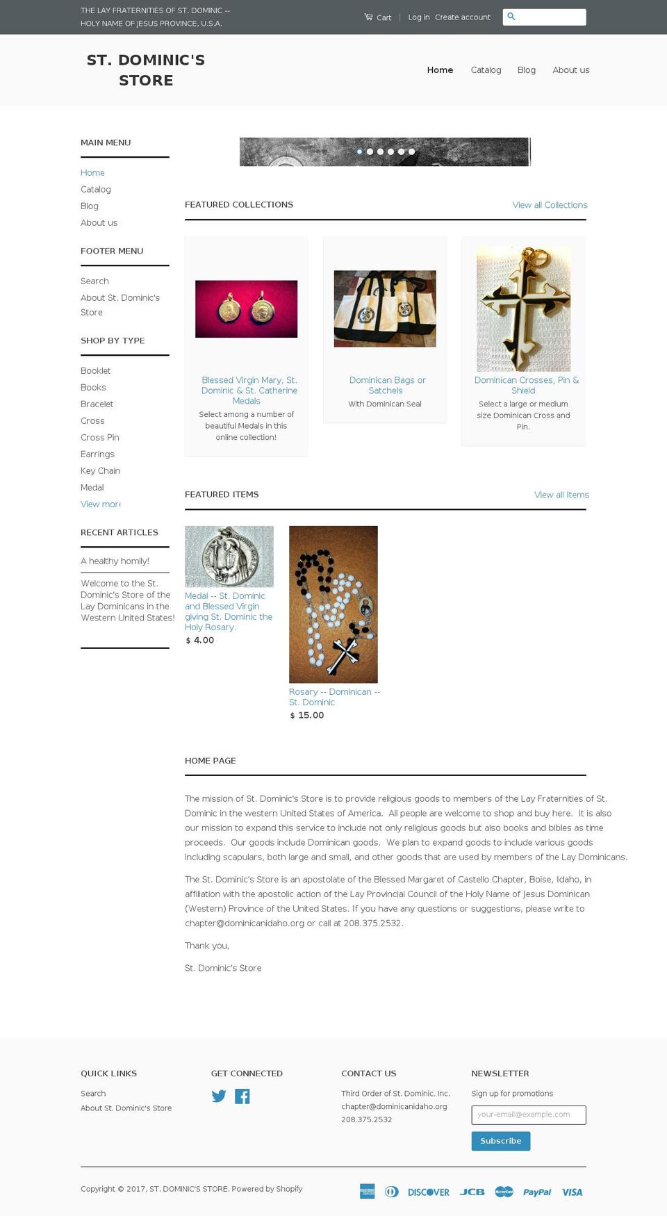 Craft Shopify theme site example stdominicsstore.com