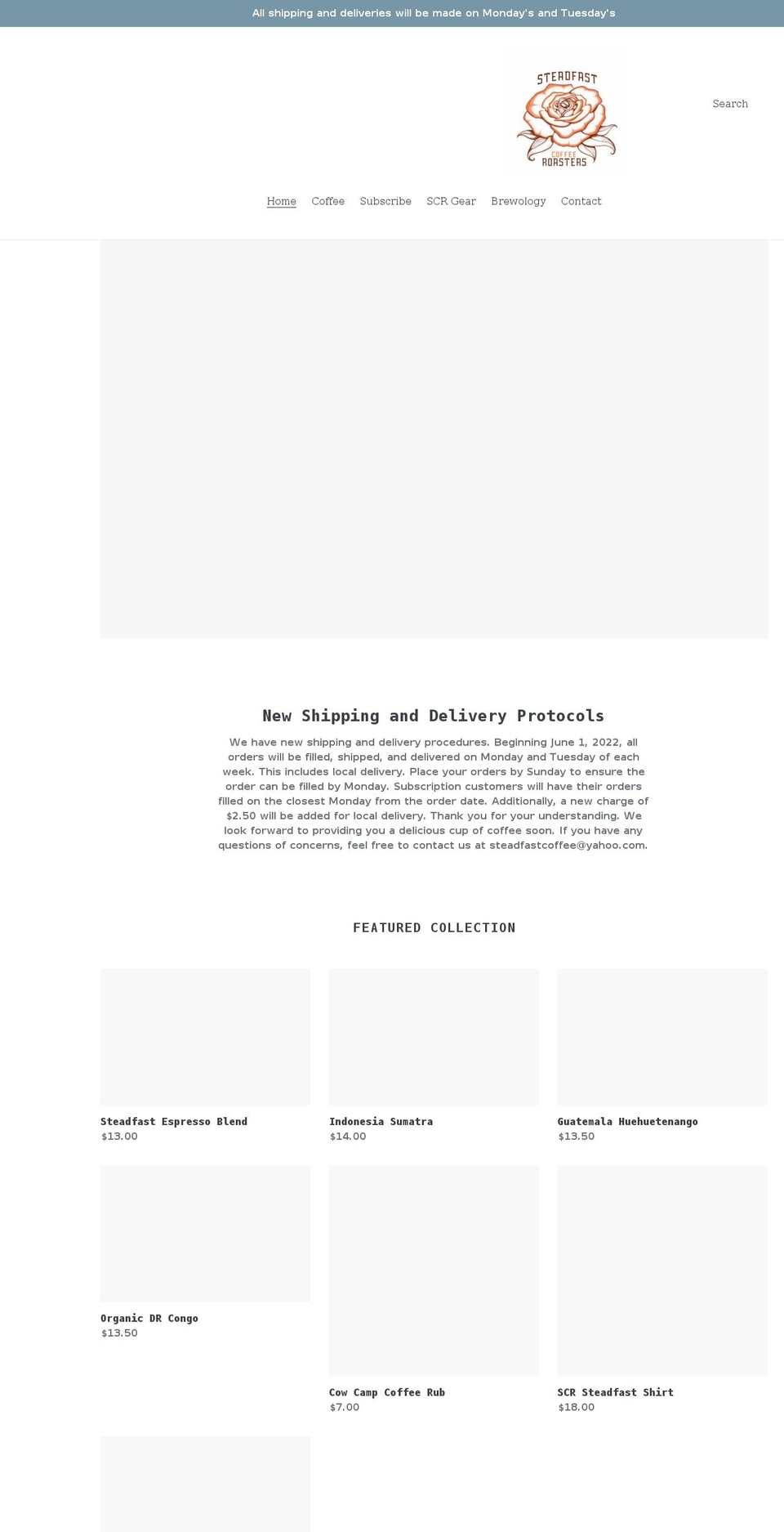 steadfastcoffeeroasters.com shopify website screenshot