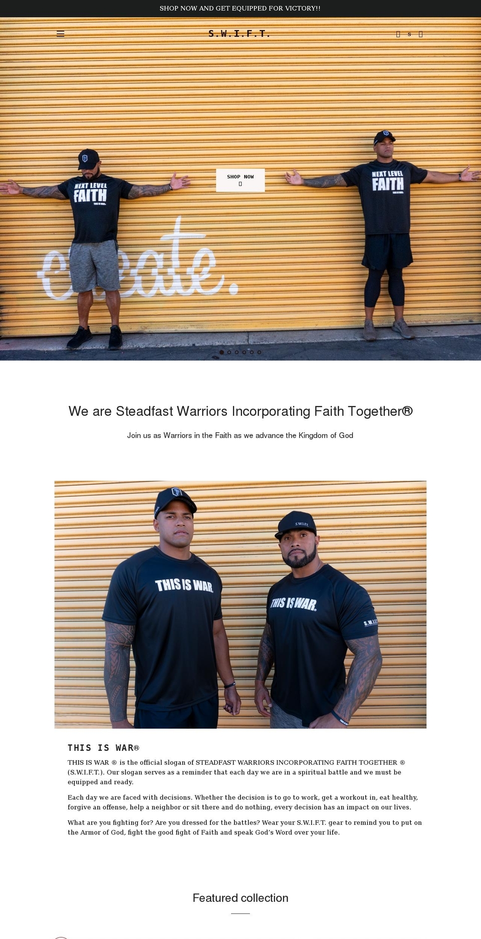 steadfastwarriorsincorporatingfaithtogether.com shopify website screenshot