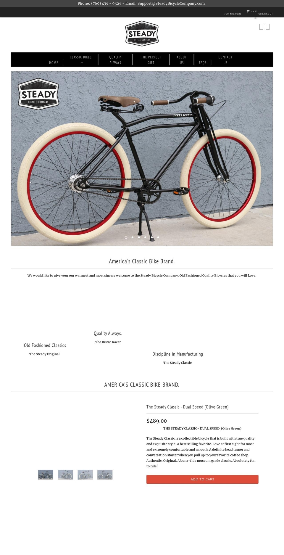 steadybicyclecompany.com shopify website screenshot