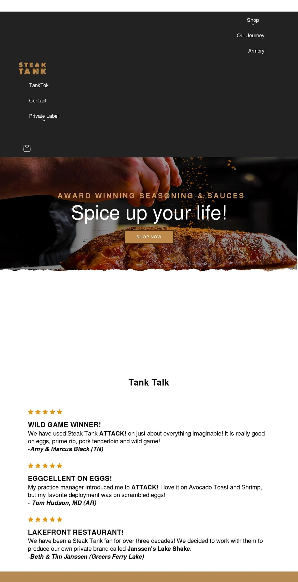 Crave with Installments message Shopify theme site example steaktank.com