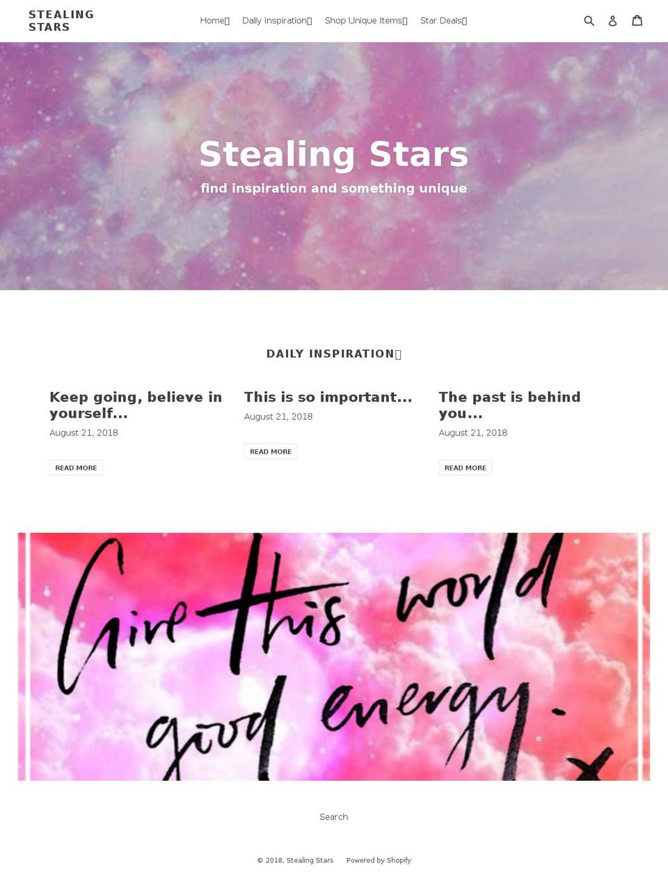 stealingstars.com shopify website screenshot
