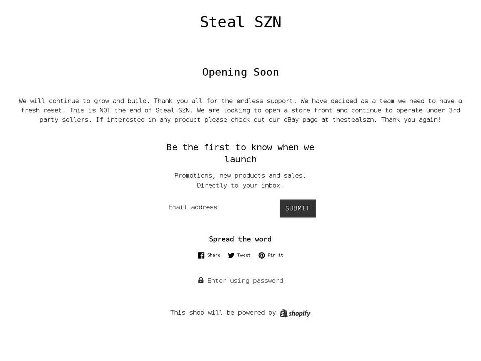stealszn.com shopify website screenshot