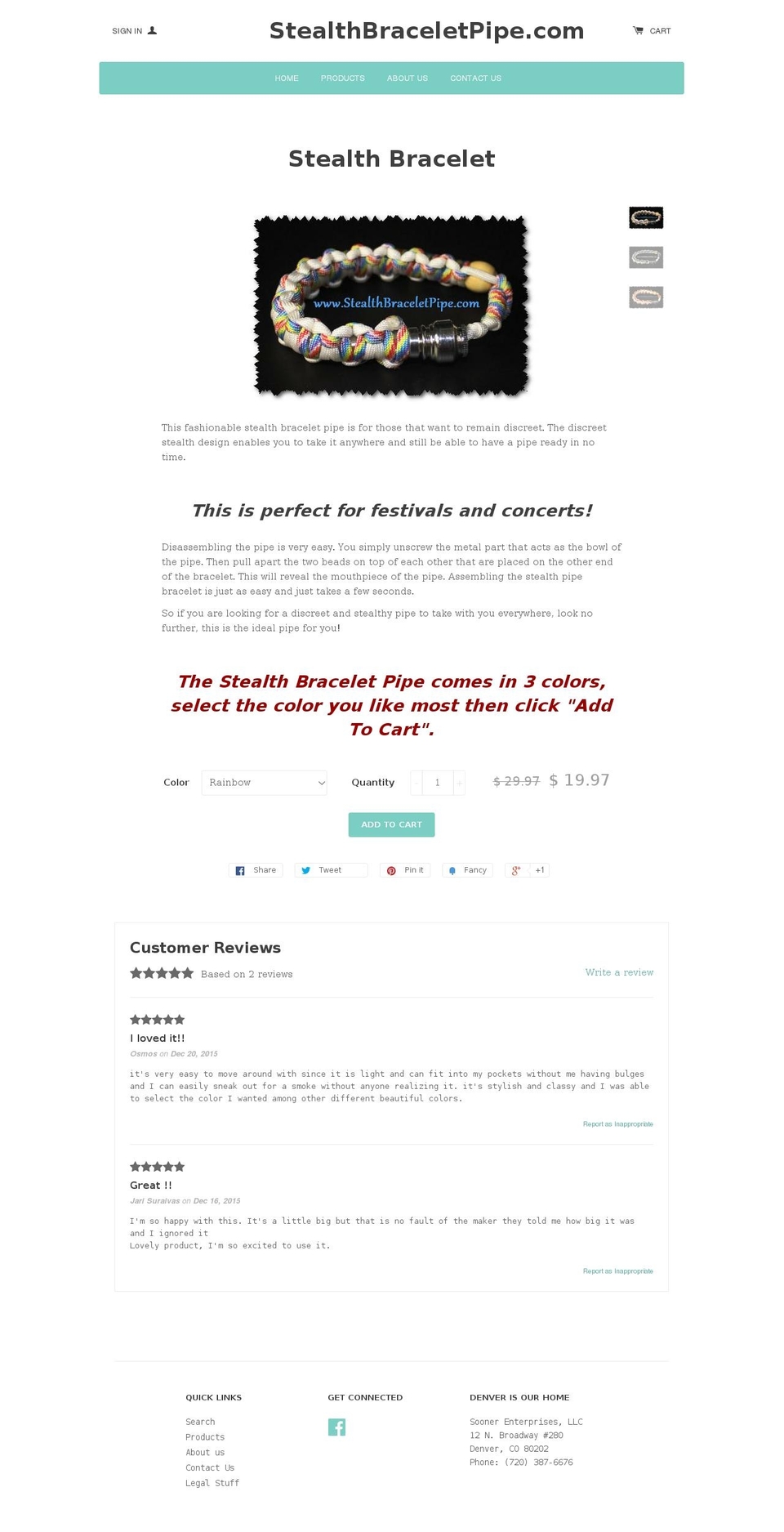 stealthbraceletpipe.com shopify website screenshot