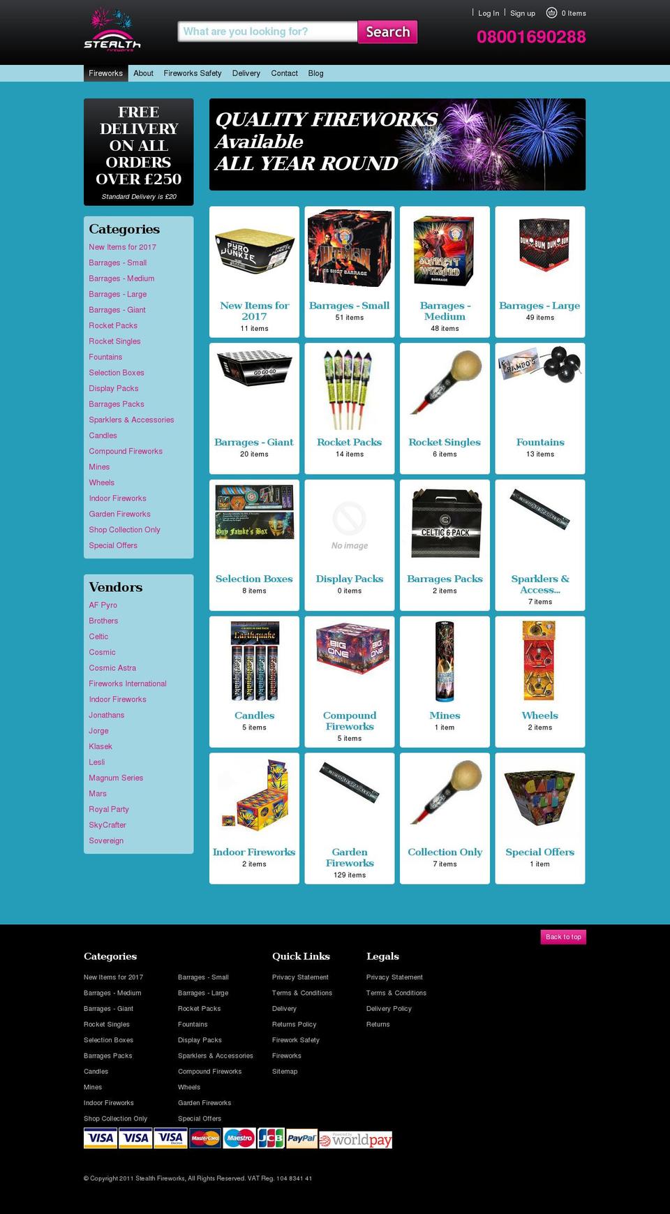 stealthfireworks.com shopify website screenshot