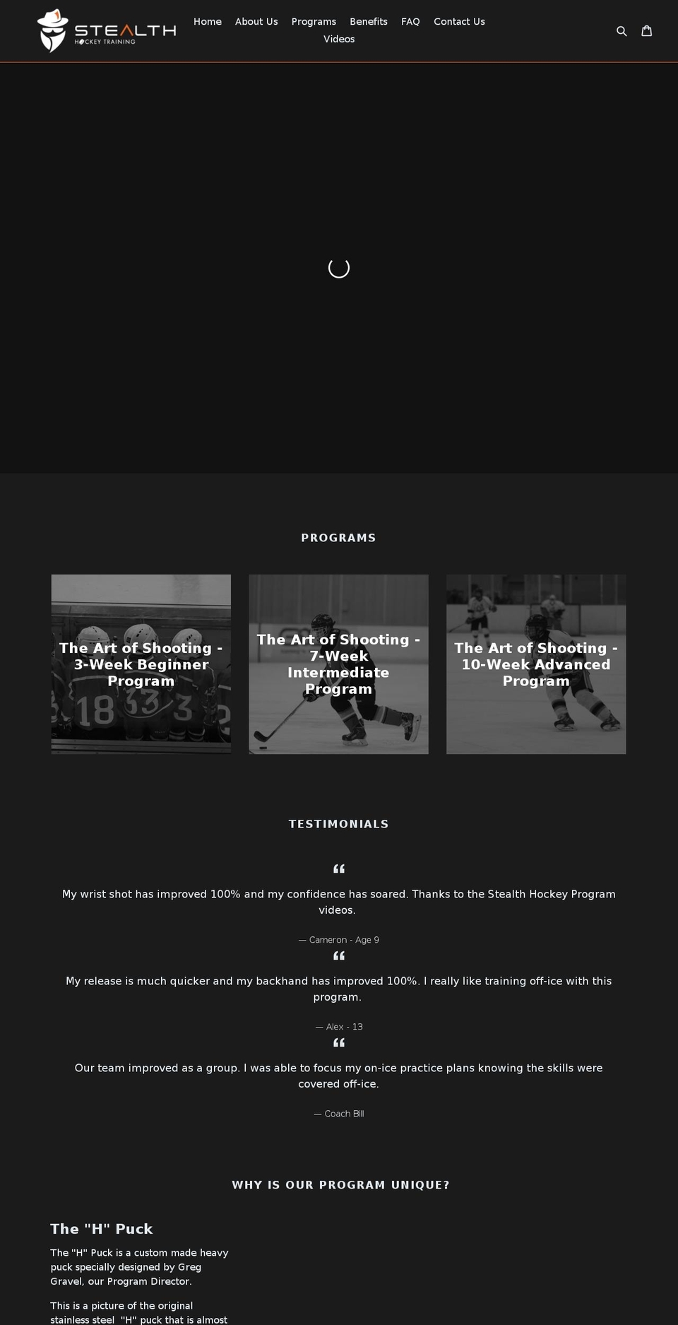 stealthhockeytraining.com shopify website screenshot