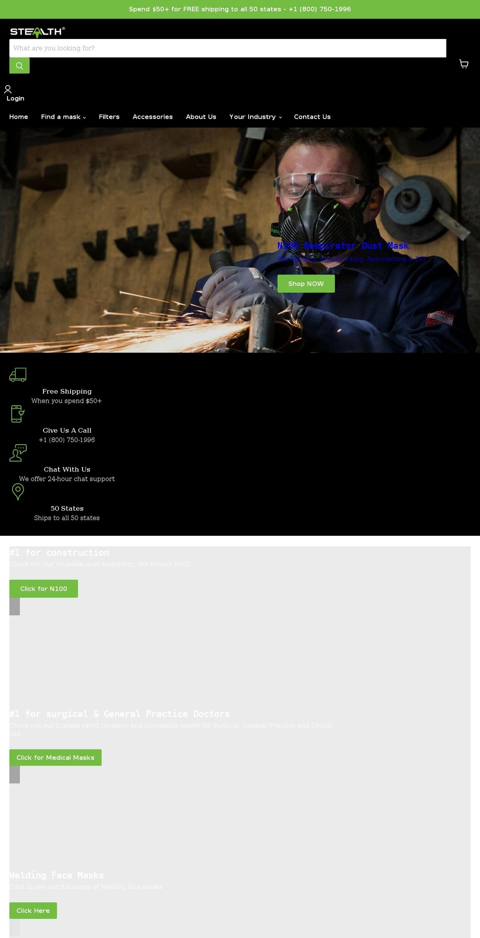 stealthmask.com shopify website screenshot