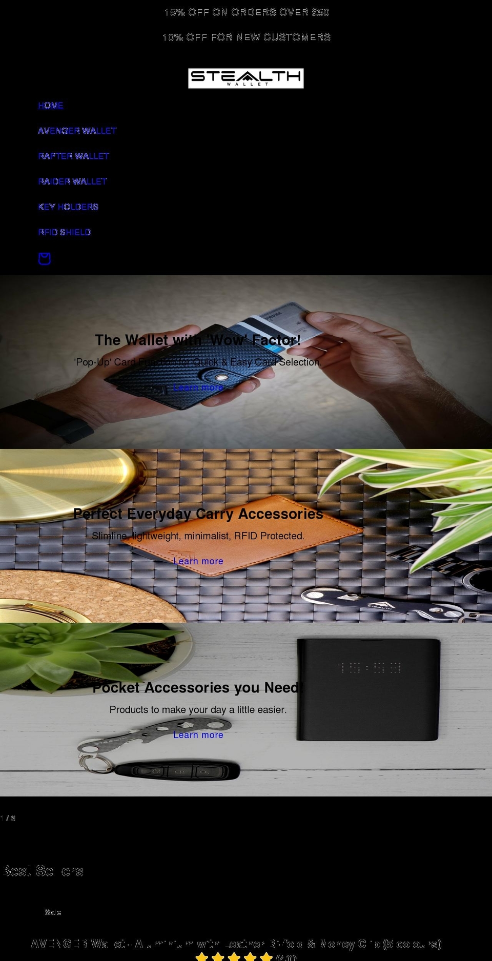 stealthwallets.com shopify website screenshot
