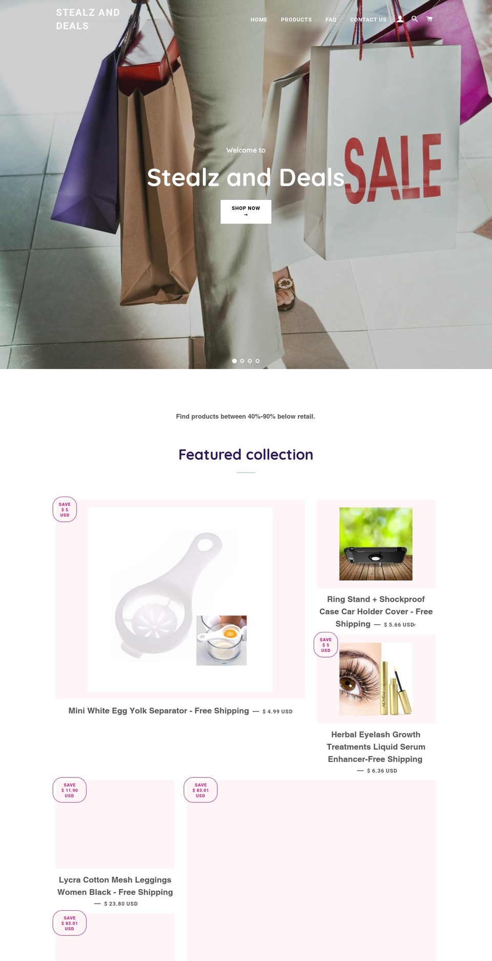 stealzandeals.com — Shopify storefront screenshot