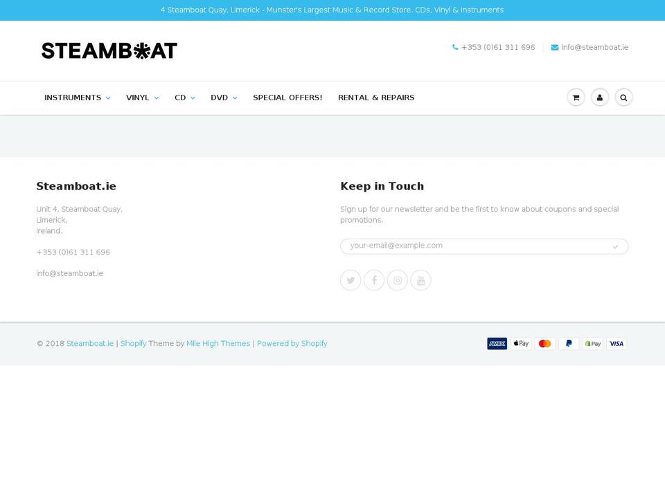steamboatmusic.net shopify website screenshot