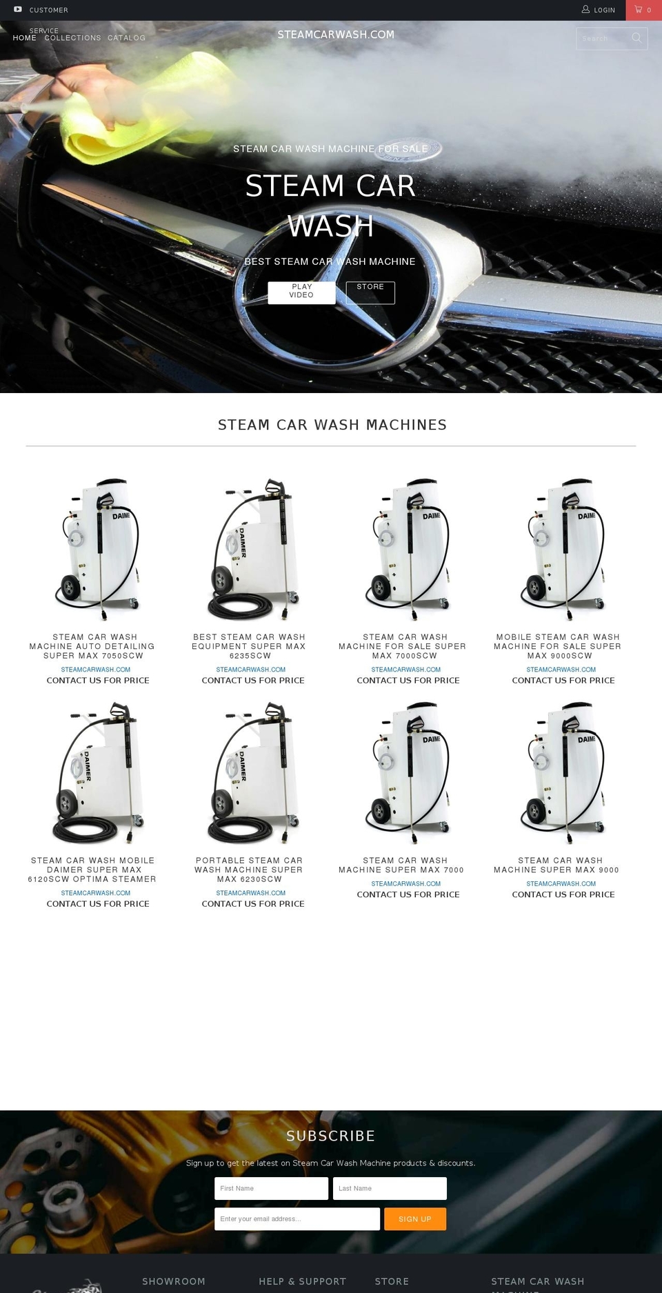 steamcarwash.tv shopify website screenshot