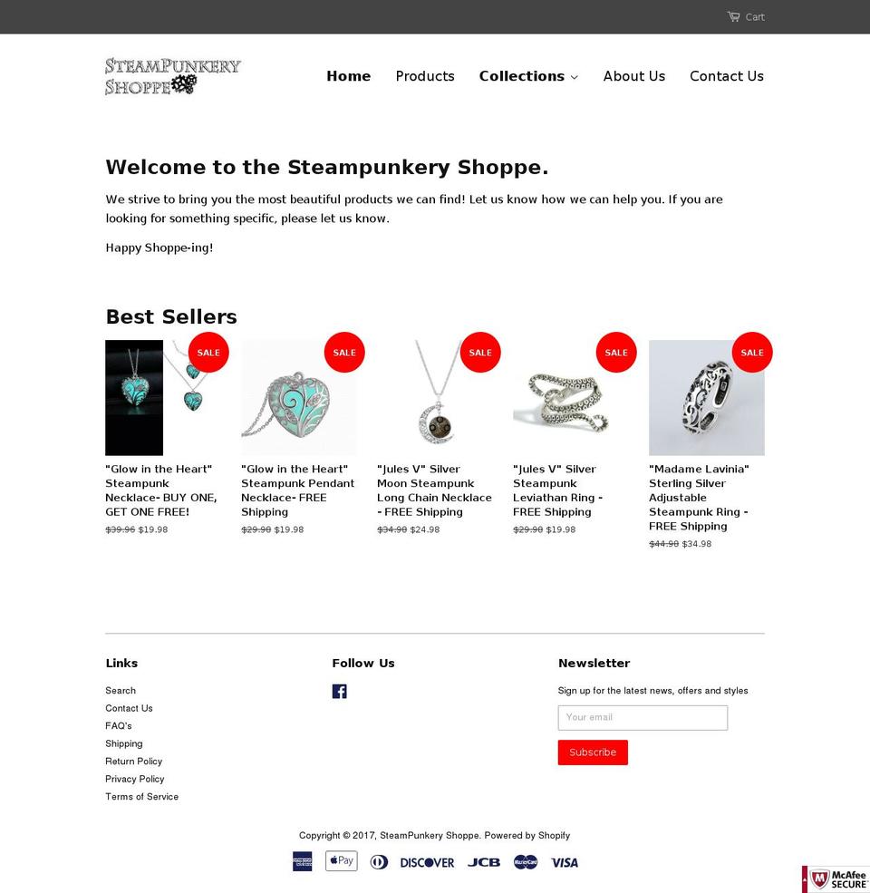 steampunkeryshoppe.com shopify website screenshot