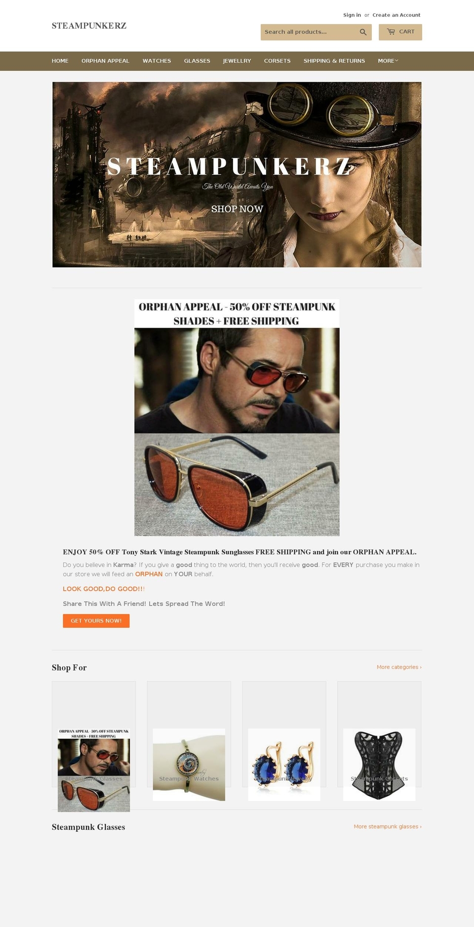 steampunkerz.com — Shopify storefront screenshot