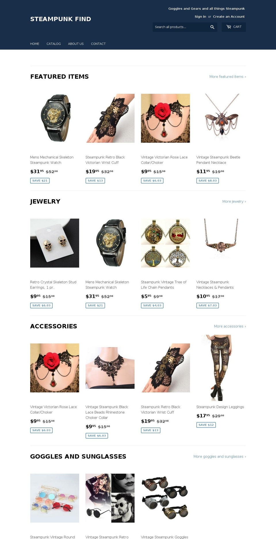 steampunkfind.com — Shopify storefront screenshot