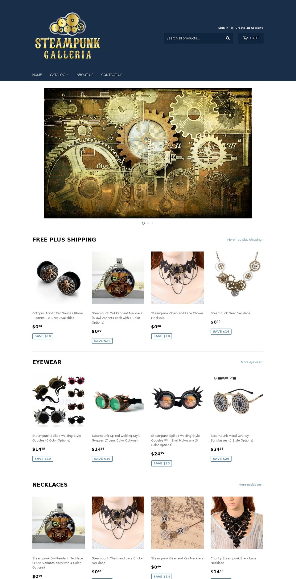 steampunkgalleria.com — Shopify storefront screenshot