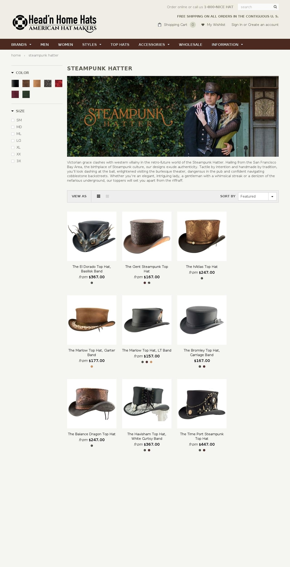 steampunkhatters.com shopify website screenshot