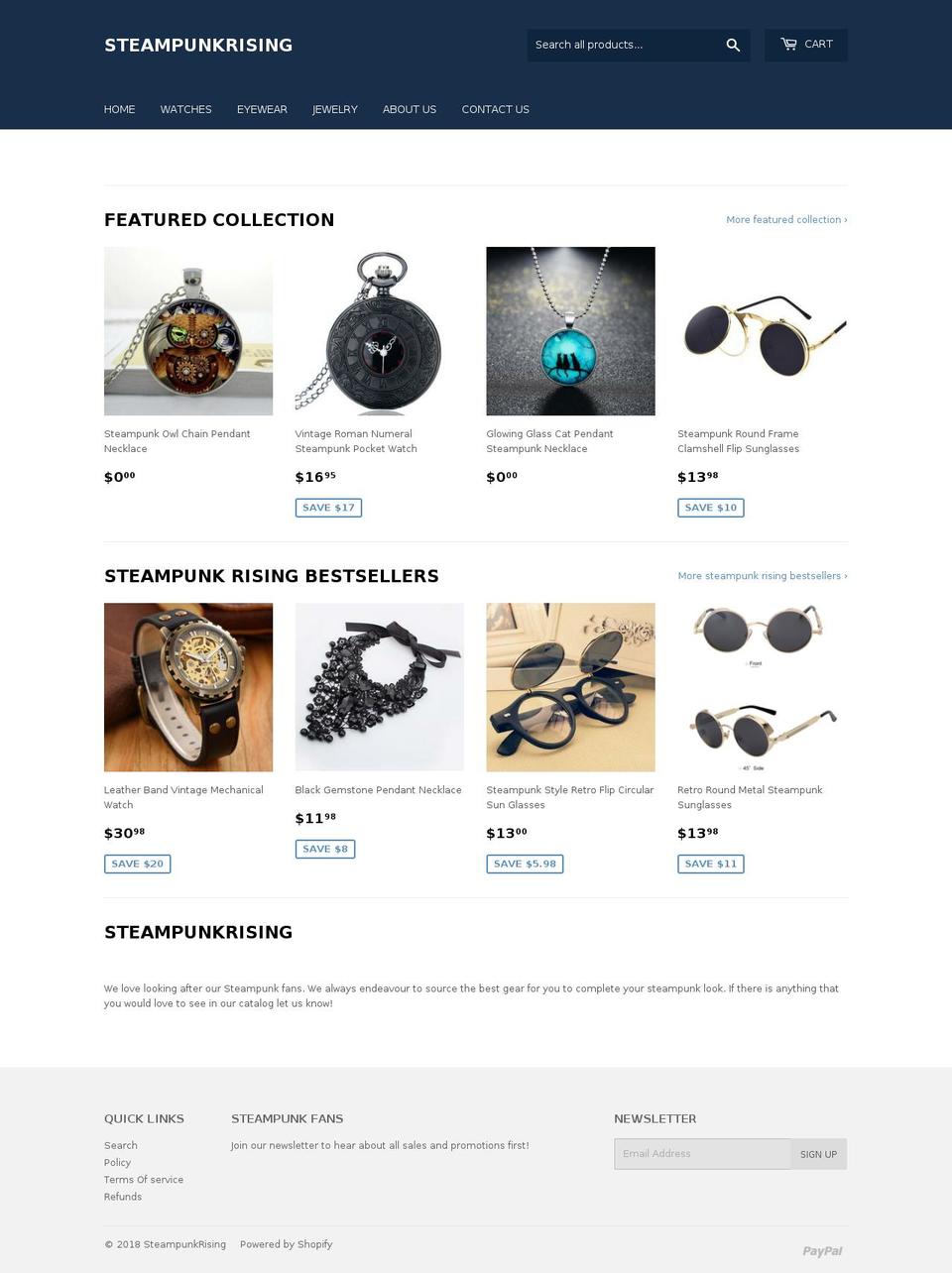 steampunkrising.com — Shopify storefront screenshot