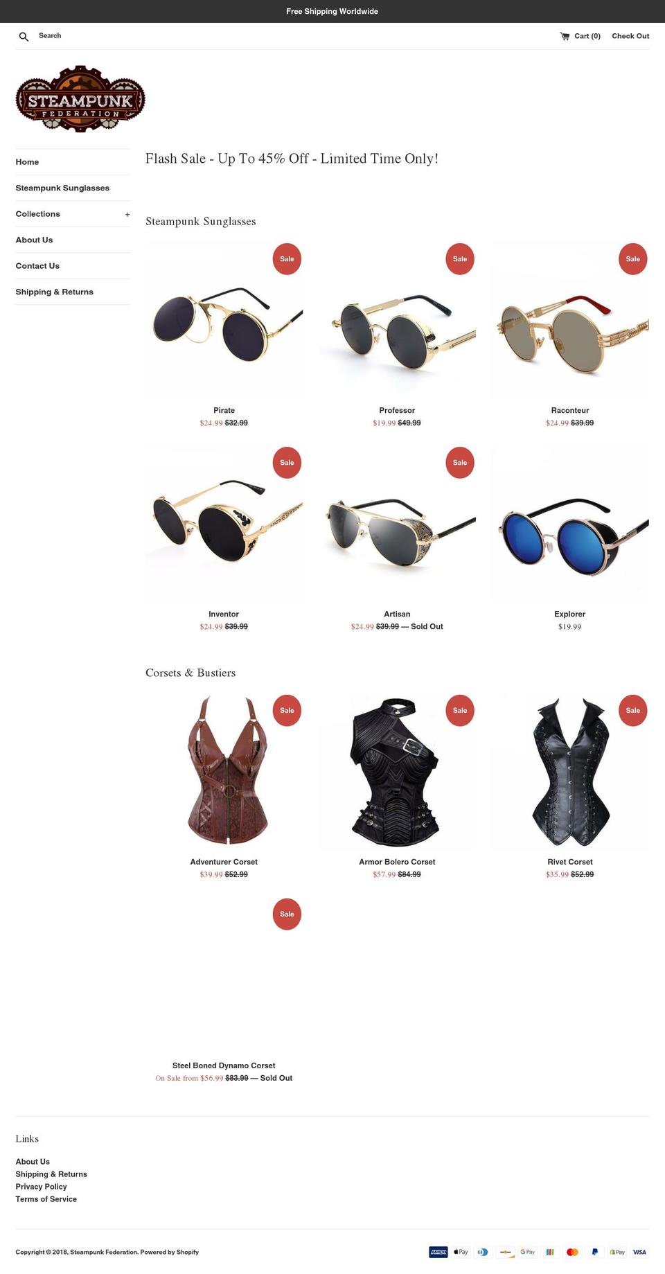 steampunkshades.com — Shopify storefront screenshot
