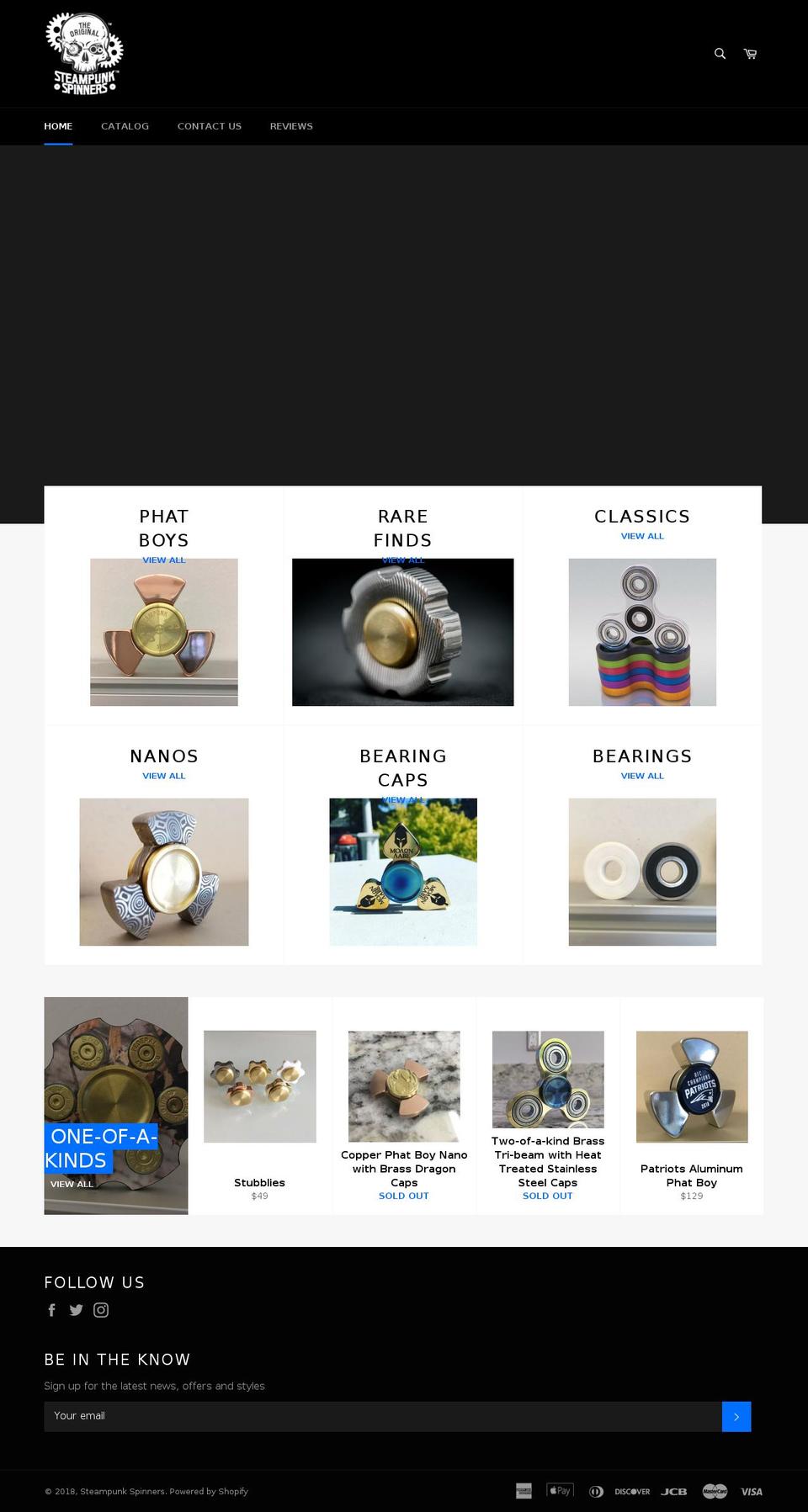 steampunkspinners.com shopify website screenshot