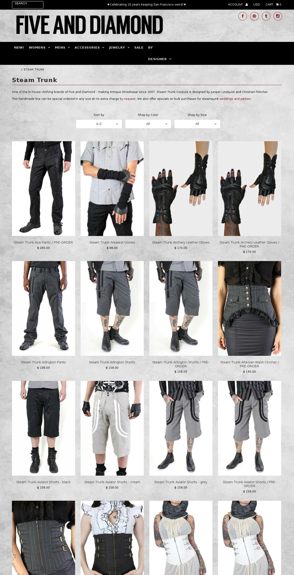 steamtrunkcouture.com shopify website screenshot