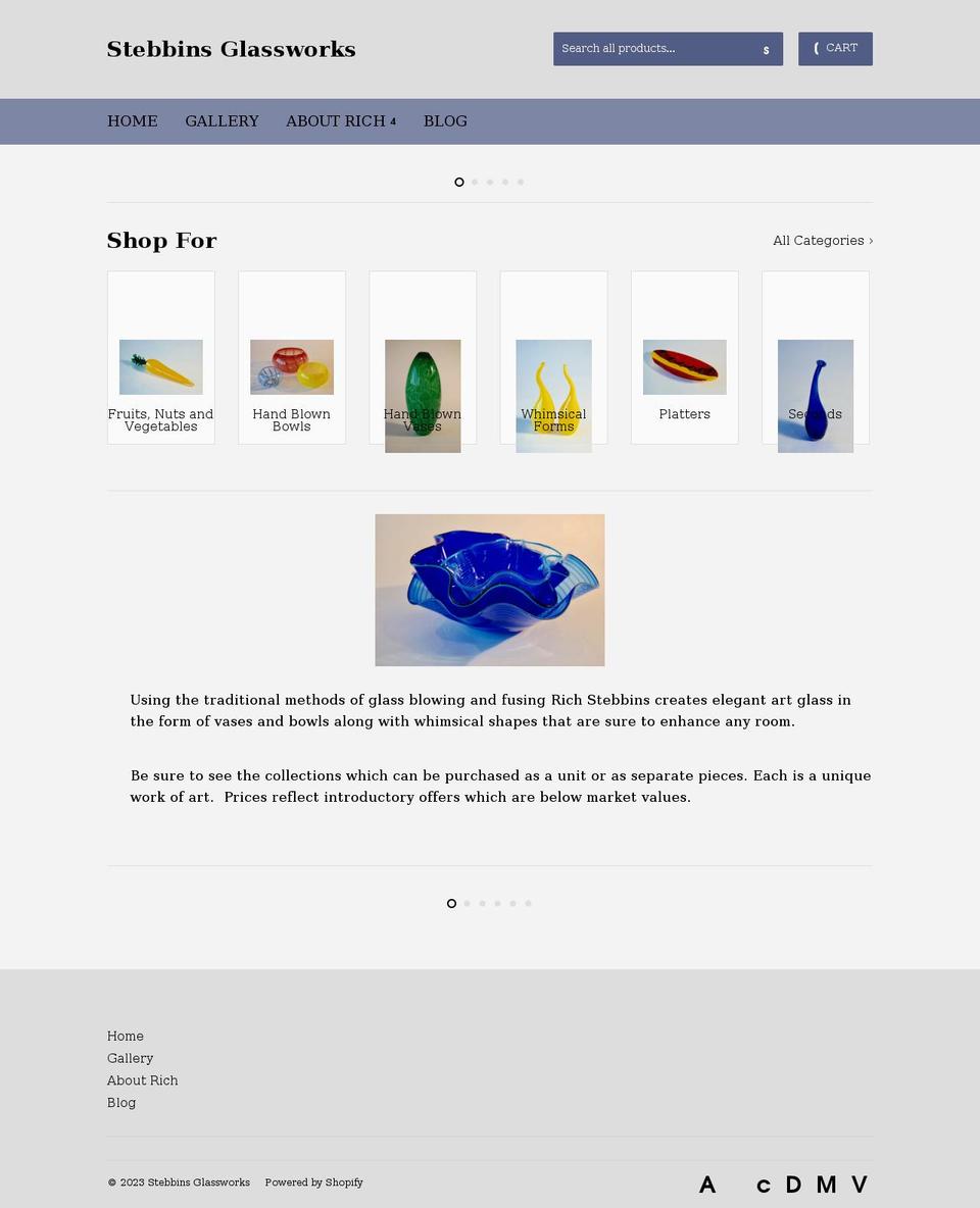 stebbinsartglass.com — Shopify storefront screenshot