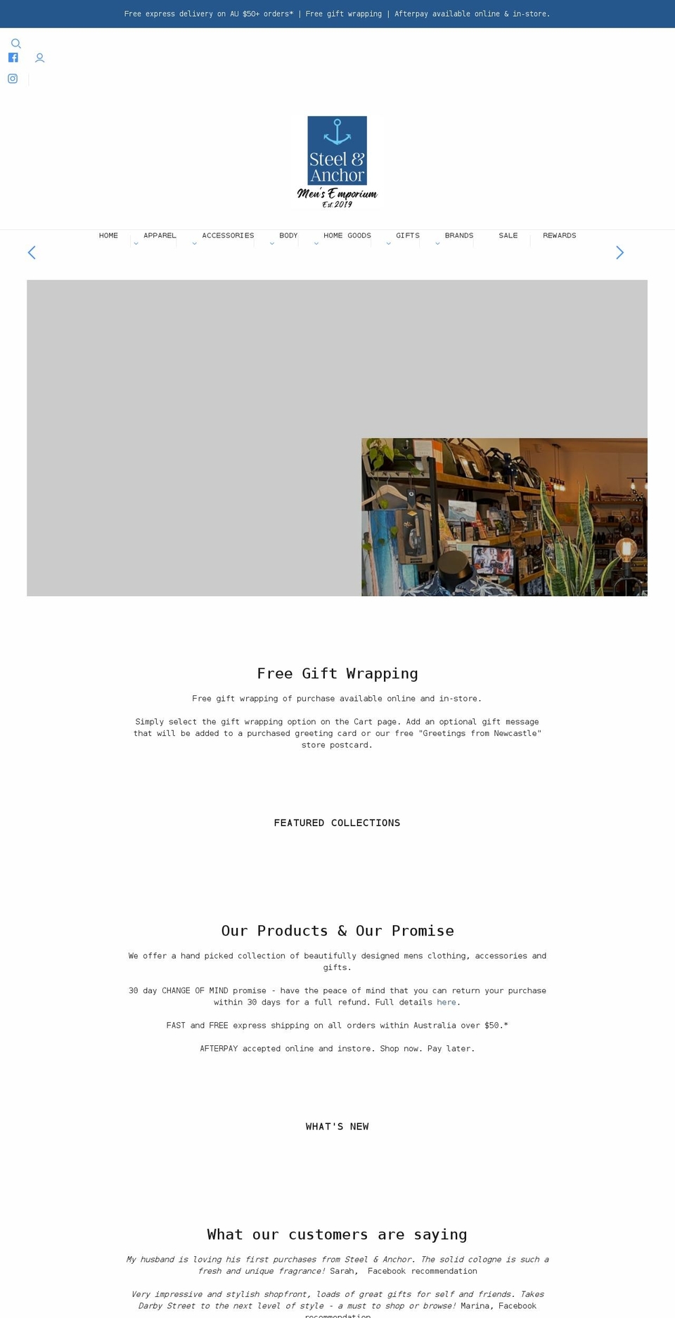 steelandanchor.com.au shopify website screenshot