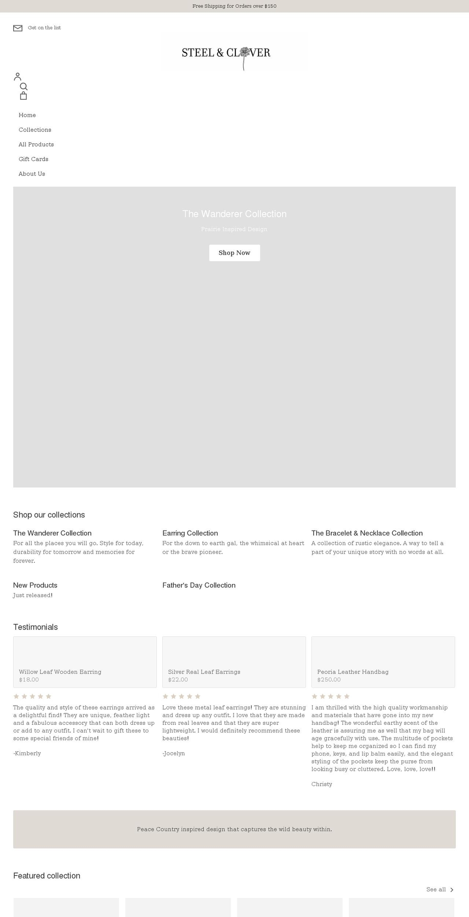 steelandclover.com shopify website screenshot