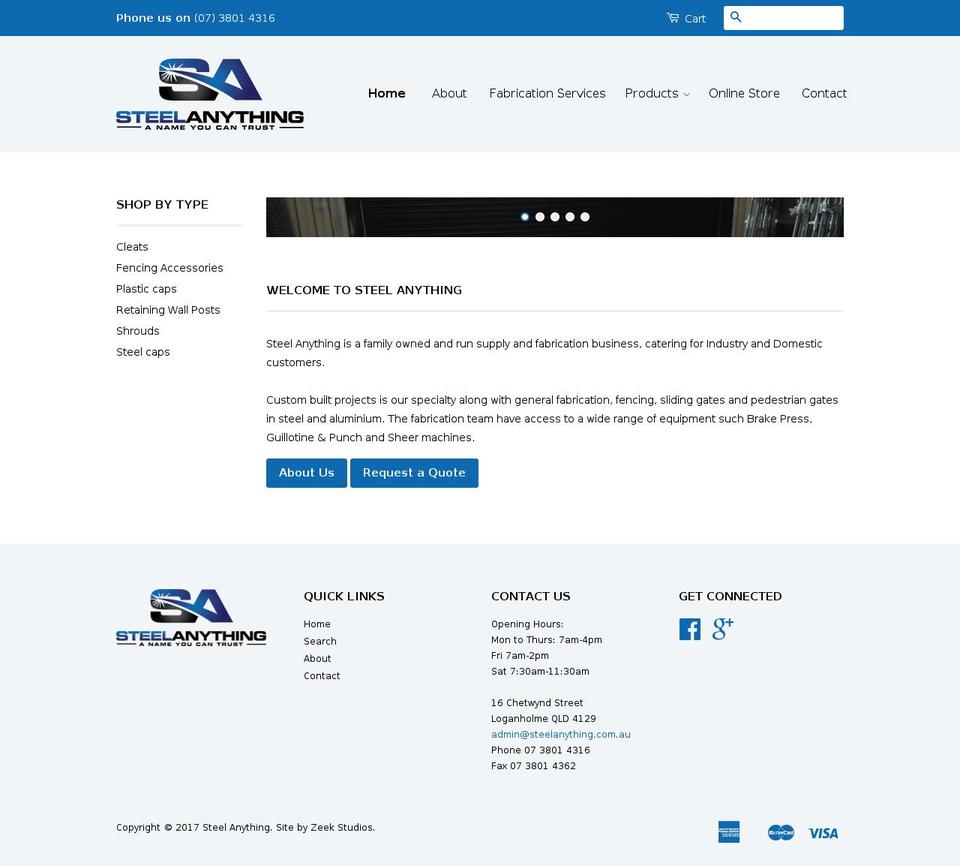 steelanything.com.au shopify website screenshot