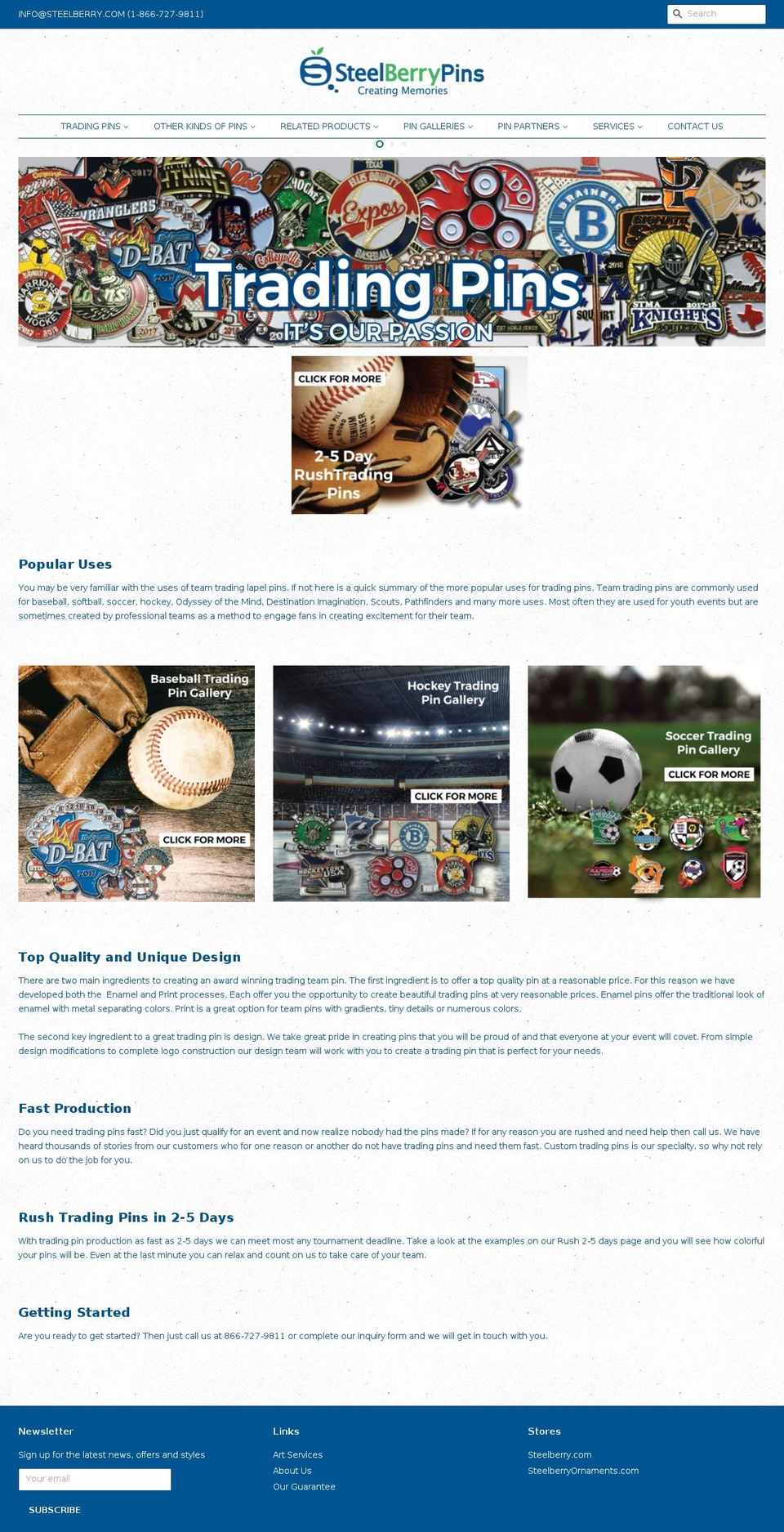 steelberrypins.com shopify website screenshot
