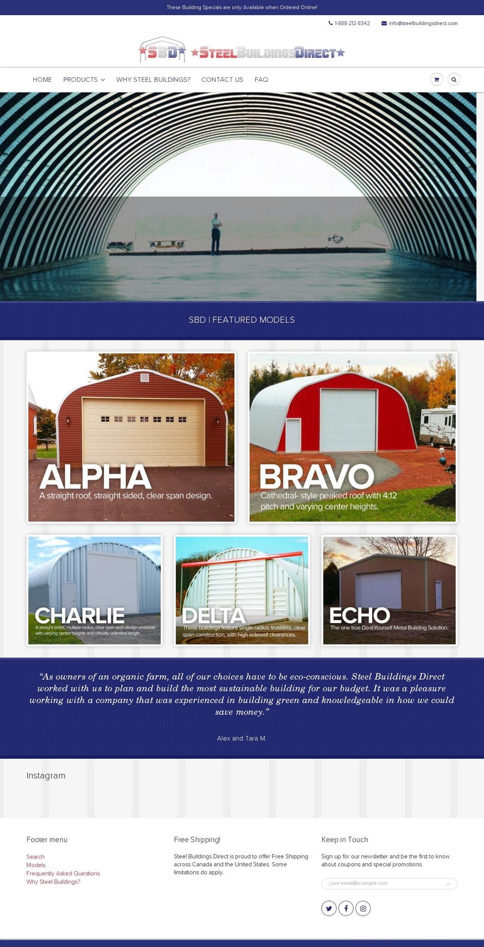 steelbuildingsdirect.com — Shopify storefront screenshot