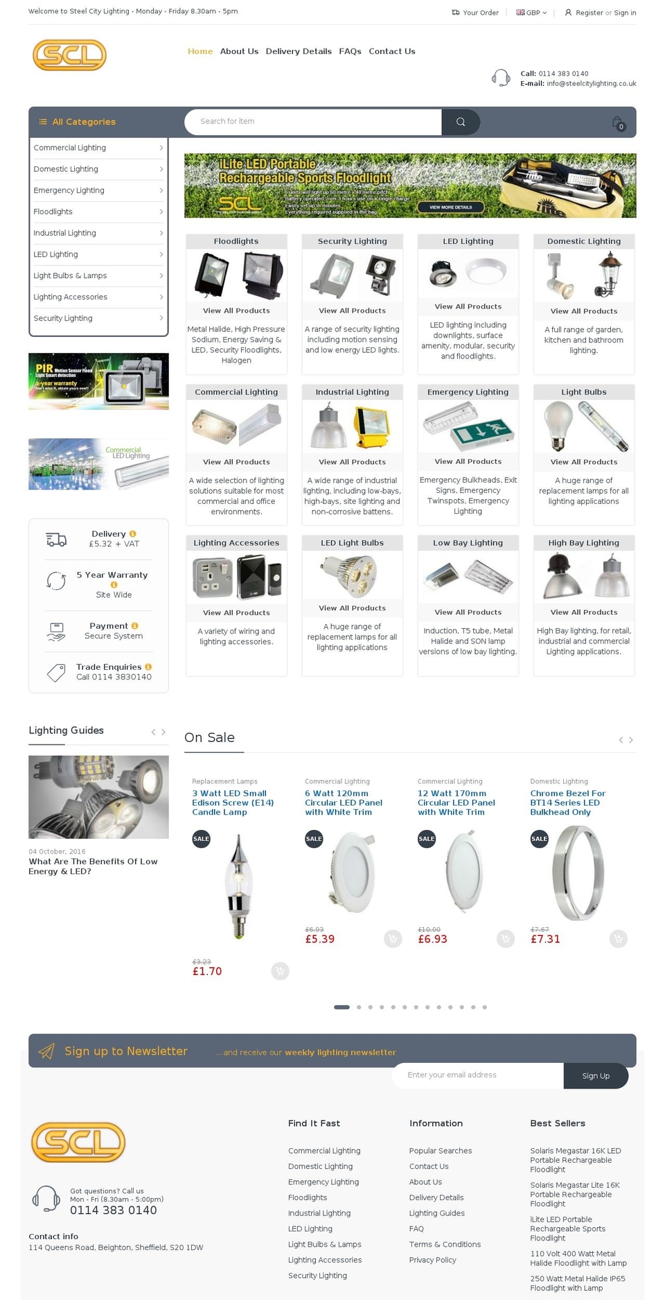 steelcitylighting.co.uk shopify website screenshot