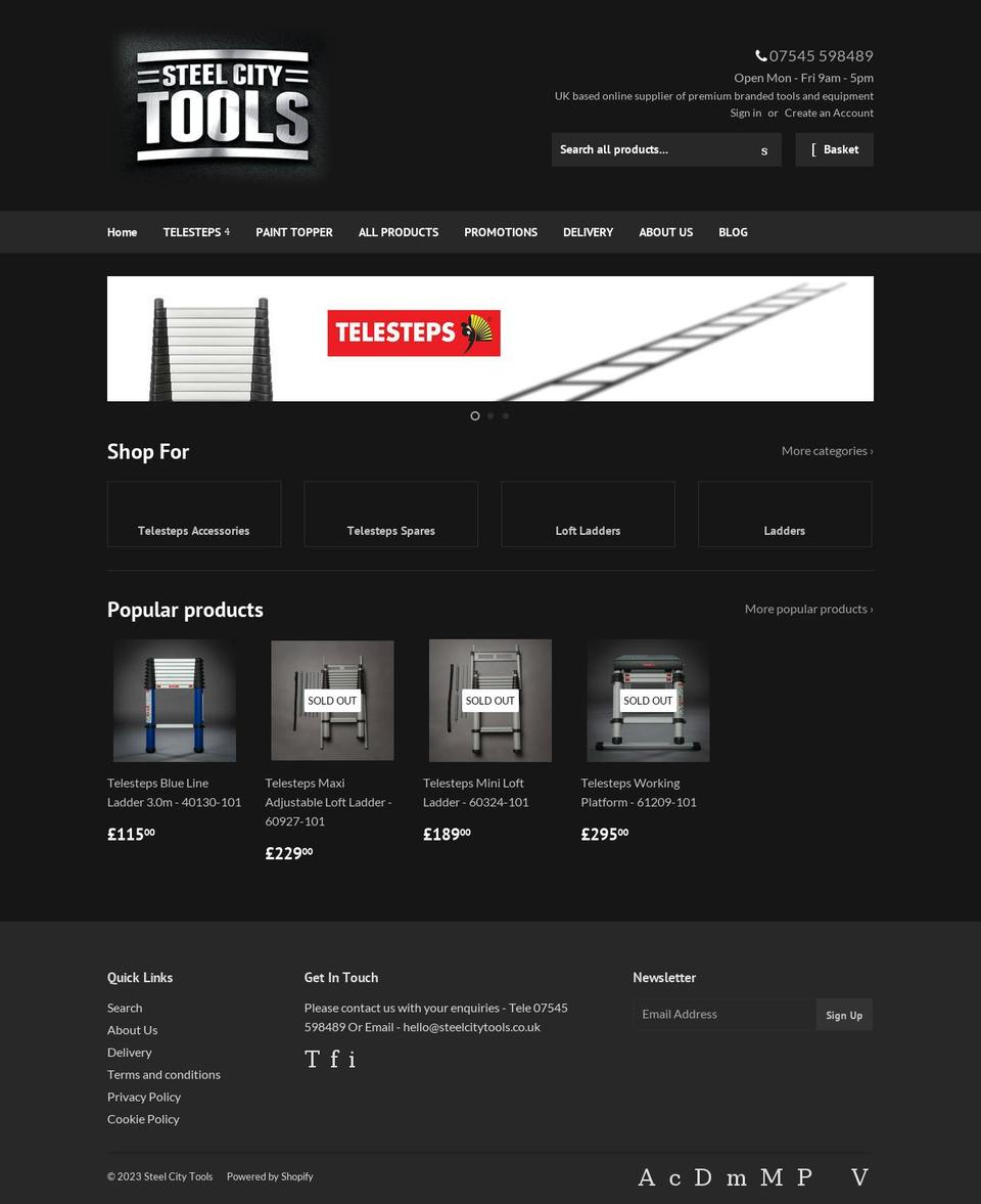 steelcitytools.co.uk shopify website screenshot