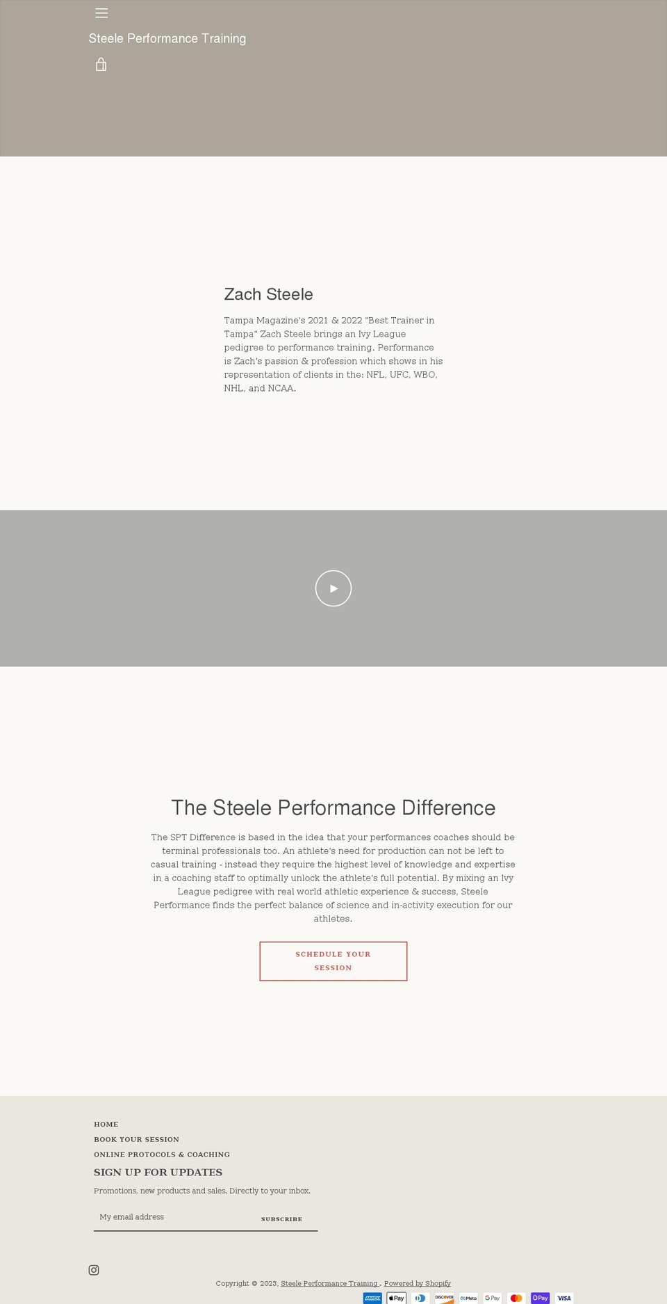 steeleperformancetraining.com shopify website screenshot