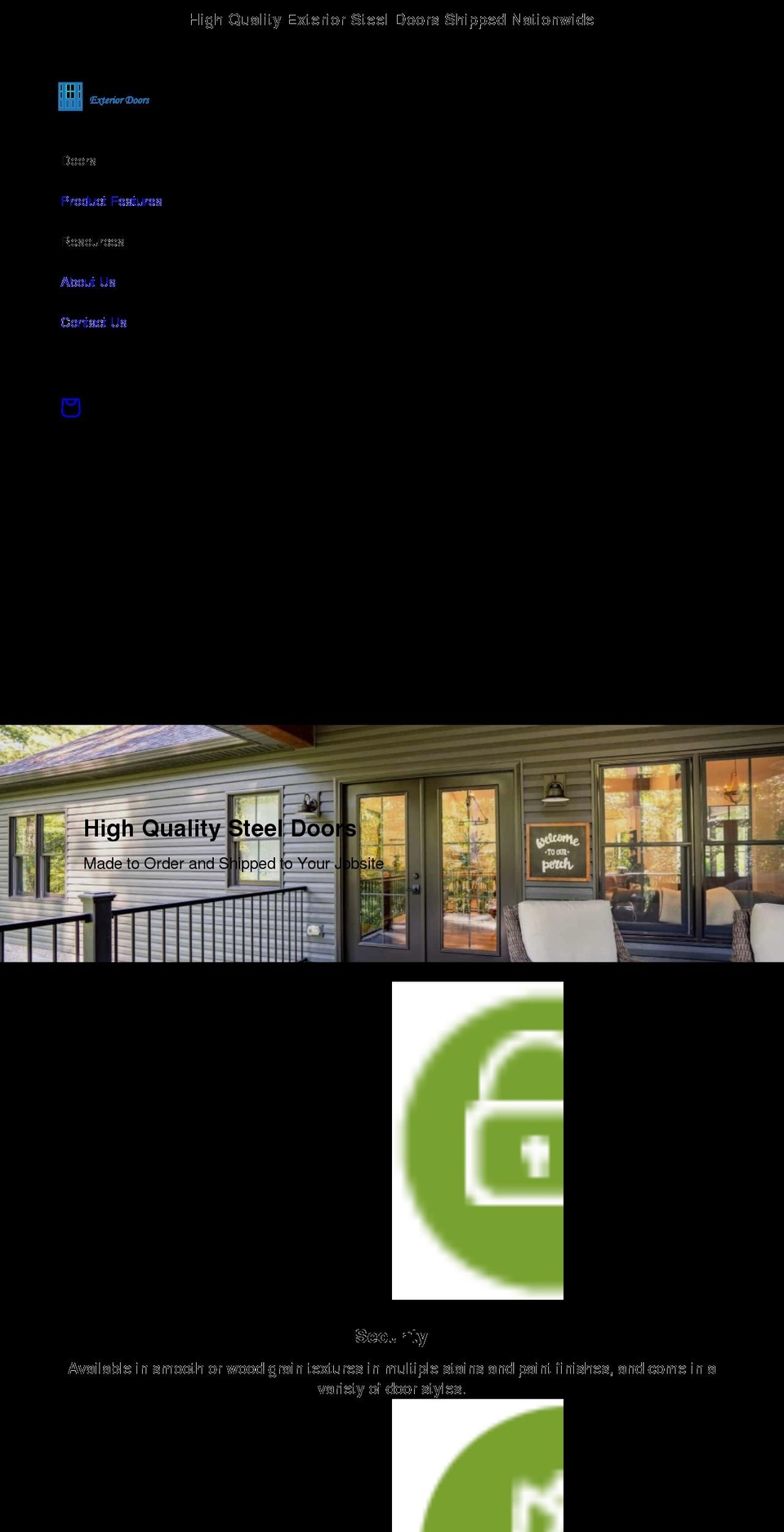steelexteriordoors.com shopify website screenshot