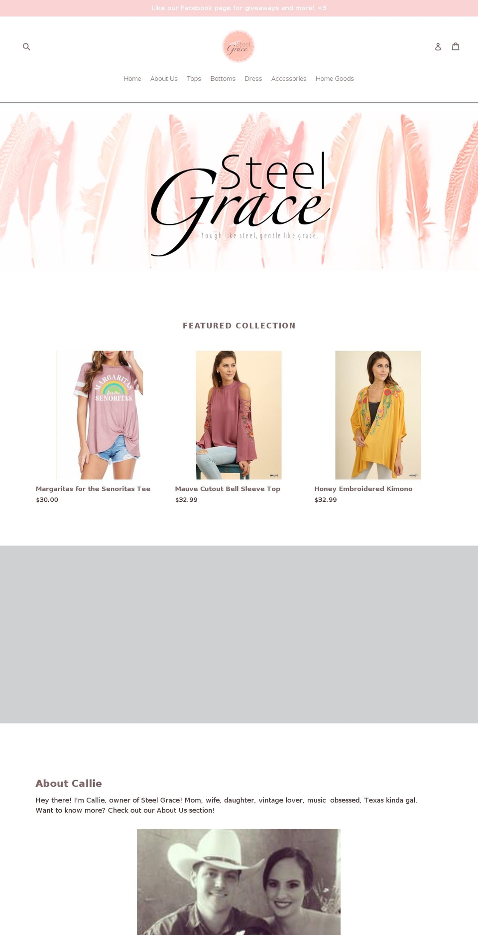 steelgraceboutique.com — Shopify storefront screenshot