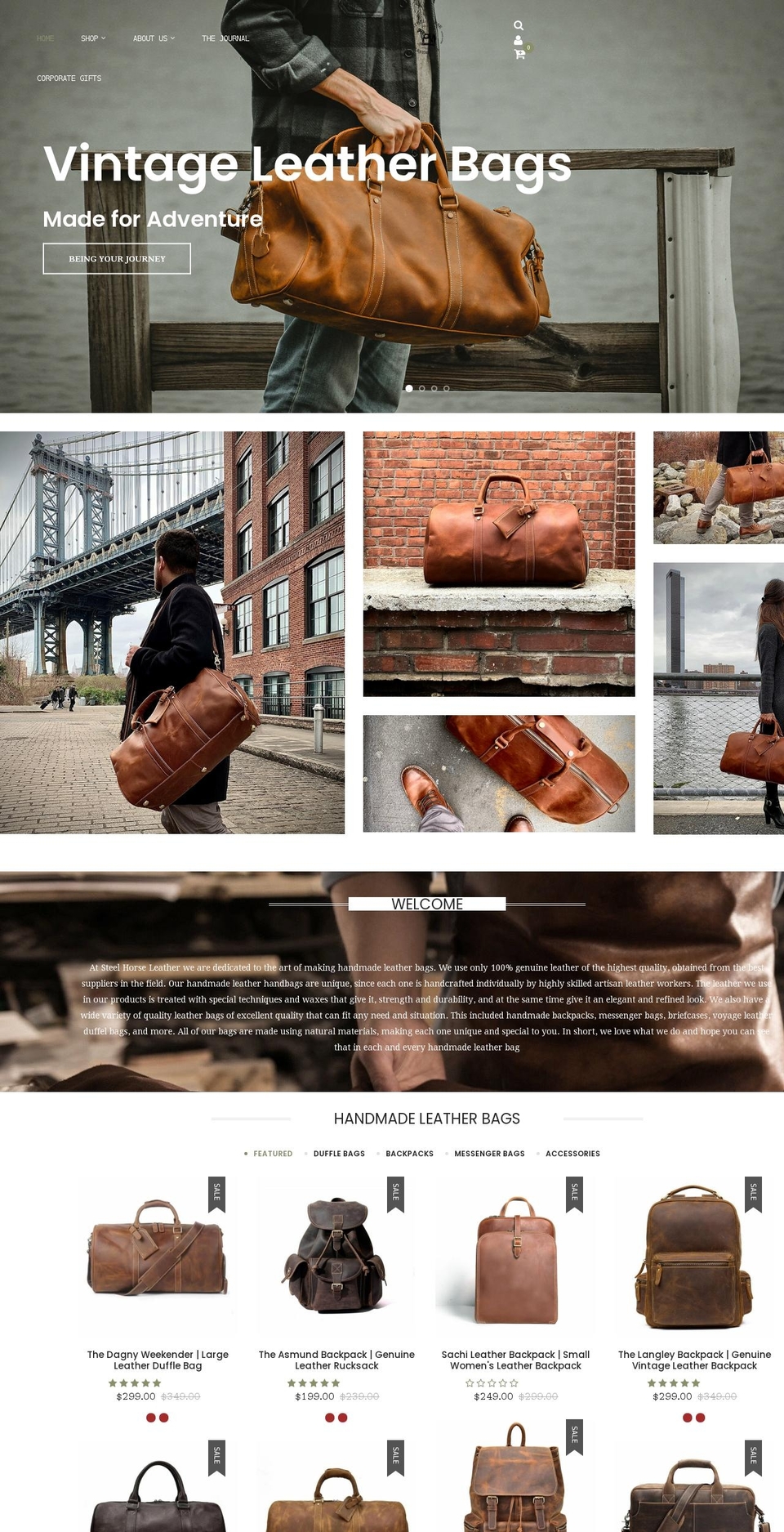 Installed Route Shopify theme site example steelhorseleather.com