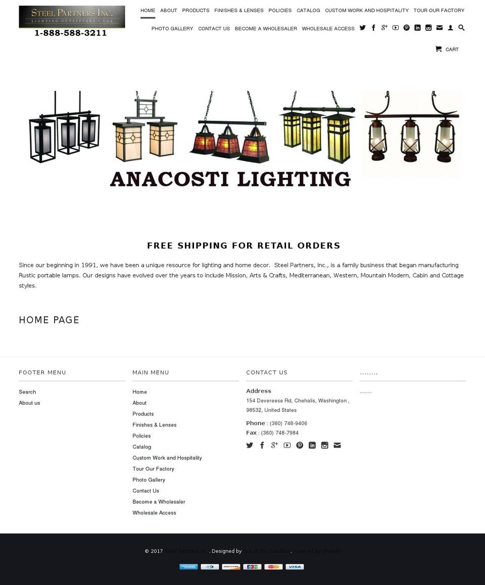steelpartnersinclighting.com shopify website screenshot