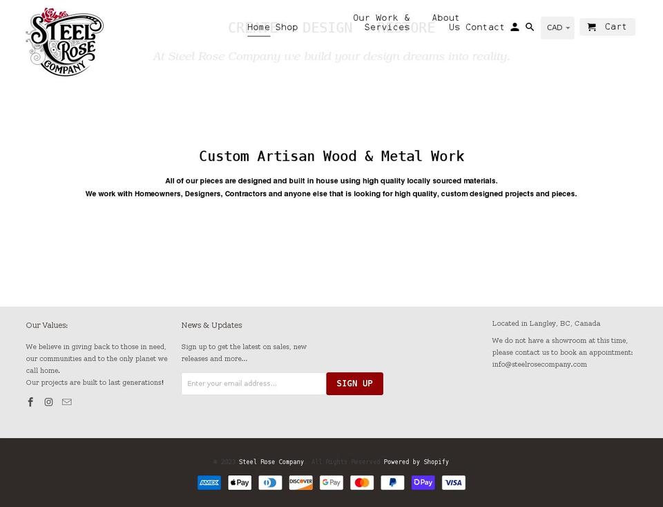 steelrosecompany.com shopify website screenshot