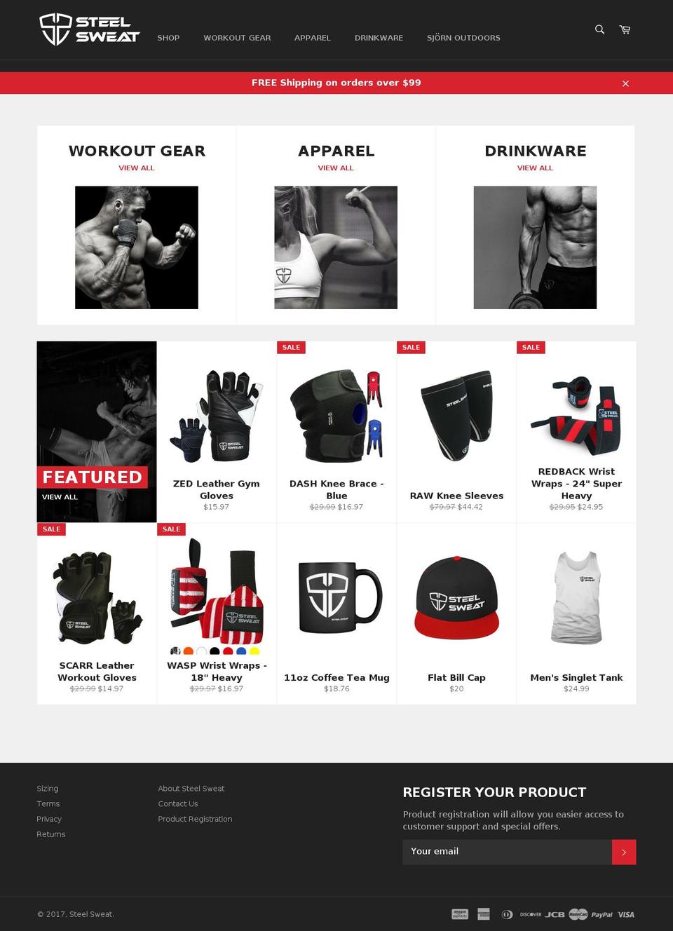 Kalles Shopify theme site example steelsweat.com